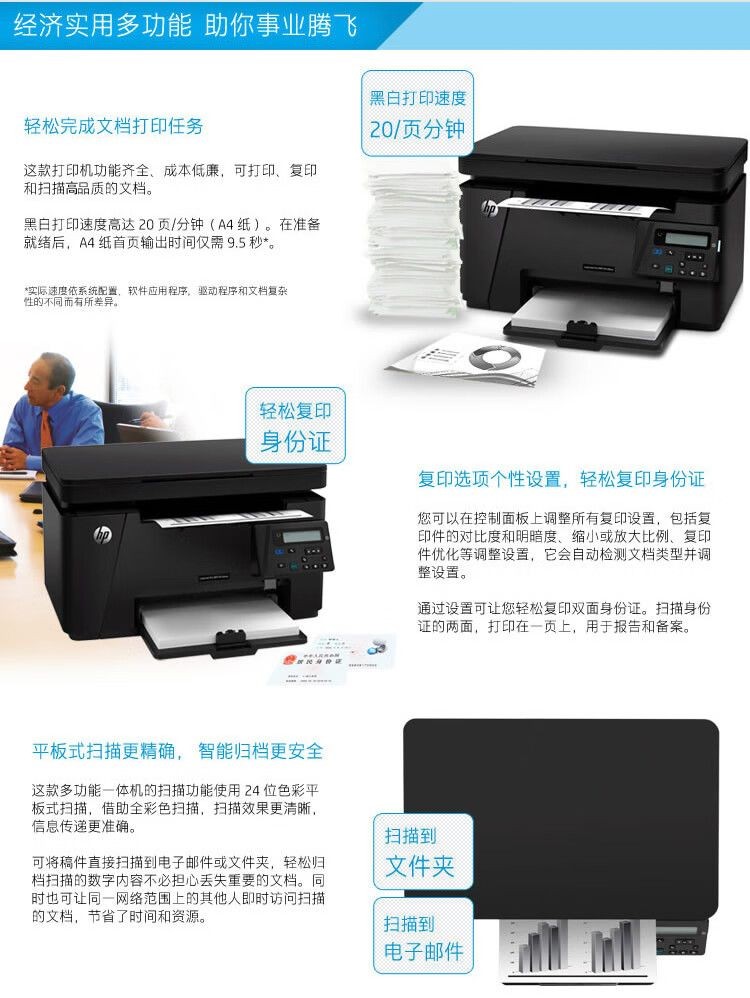 惠普（HP）M126nw黑白激光无线多功能打印机（打印 复印 扫描） 升级型号为1188nw