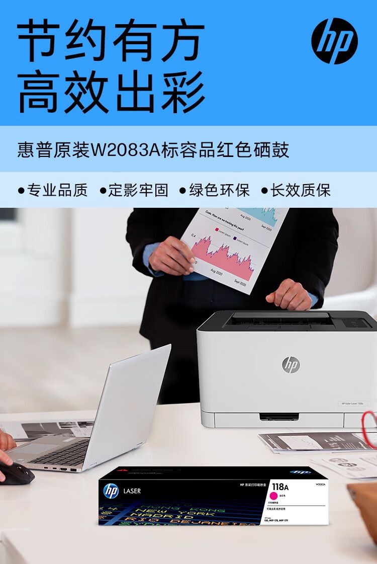 惠普（HP）118A（W2083A）粉盒 原装硒鼓品红色单支装（适用hp 150a/w 178nw 179fnw）打印页数700