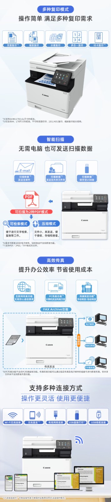 佳能（Canon）iC MF756Cx A4幅面无线彩色激光多功能传真一体机（打印/复印/扫描/传真/双面自动输稿器商用）
